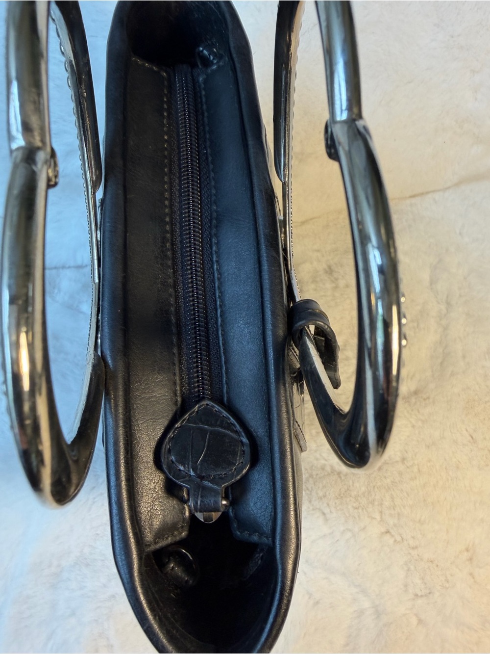 Brighton Black Croc-Embossed Mini Tote with Heart Handle - Picture 4 of 5